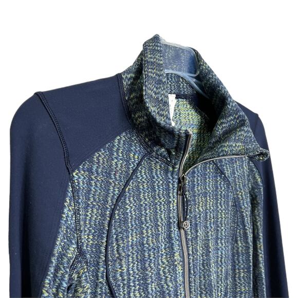 Lululemon Athletica Women's Scuba Jacket Nice Asana Blue Fitted Zip-Up Logo Sz 4 - Picture 3 of 10